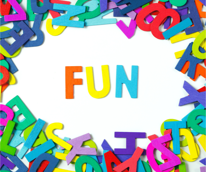 colourful letters in the word fun