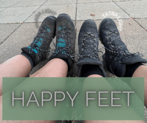 two sets of feet with hiking boots on makra and tatra